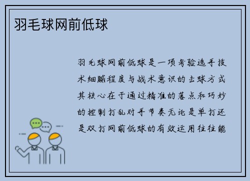 羽毛球网前低球